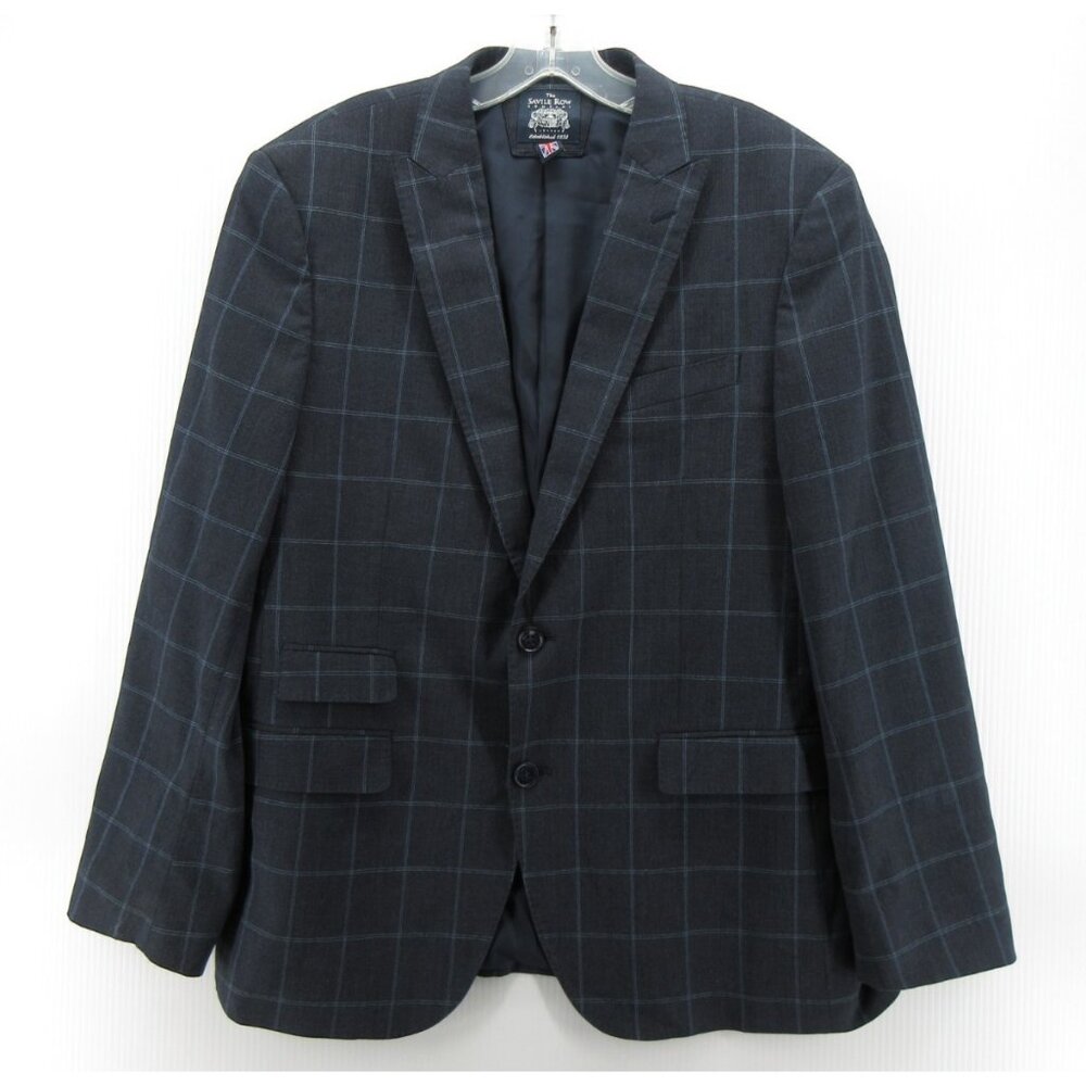 Savile Row Sport Coat 42 Blazer Windowpance Check Jacket Peak Lapel *